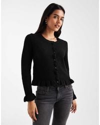 ONLY - Frill Detail Button Cardigan - Lyst