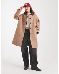 ASOS - Mid Length Brushed Car Coat With Contrast Collar - Lyst
