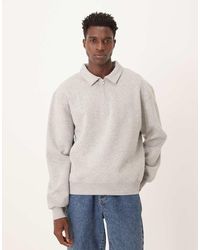 ASOS - Essentials Boxy Relaxed Quater Zip Collared Sweatshirt - Lyst