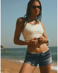 Bershka - Mini Shorts With Folded Waist - Lyst