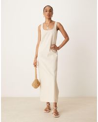 ASOS - Asos design tall – midikleid aus baumwollleinen - Lyst