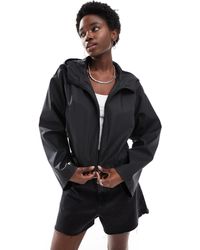 ASOS - Cropped Rubberized Rain Jacket With Hood - Lyst