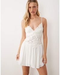 Abercrombie & Fitch - Strapless Lace Bridal Mini Dress - Lyst