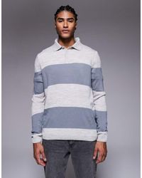 ASOS - Relaxed Knitted Long Sleeve Stripe Polo T-shirt - Lyst