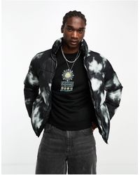 ADPT - Cropped Stand Collar Puffer Jacket Tie Dye Print - Lyst