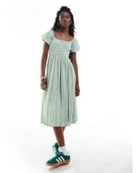 Daisy Street - Shirred Bust Midi Smock Dress - Lyst