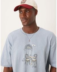 ASOS - Boxy Oversized Linen Look T-shirt With Cafe Graphic - Lyst