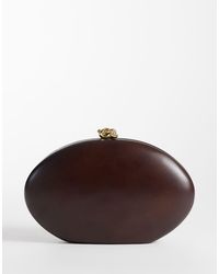 Mango - 100% Wood Oval Clutch Bag With Detatchable Chain - Lyst