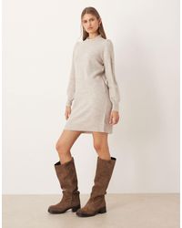 Jdy - Puff Sleeve Knitted Mini Jumper Dress - Lyst
