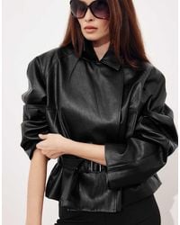 NA-KD - Belted Detail Faux Leather Jacket - Lyst