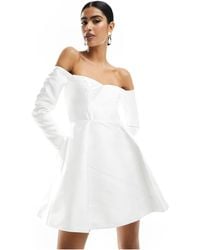 Forever New - Bridal Satin Long Sleeve Mini Dress - Lyst