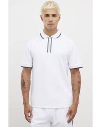River Island - Slim Fit Textured Zip Tipped Polo Shirt - Lyst