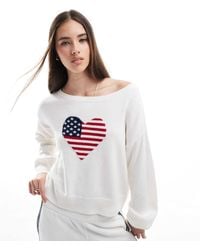 Hollister - Sweat ample à manches longues et motif cœur avec drapeau des états-unis - Lyst