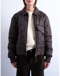 TOPSHOP - Collared Liner Cropped Bomber Jacket - Lyst