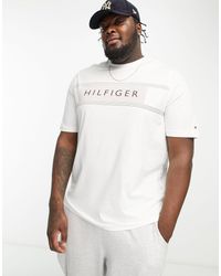 Tommy Hilfiger - Big & tall - t-shirt à logo avec rayures emblématiques sur la poitrine - Lyst