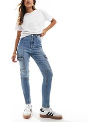 Miss Selfridge - Vaqueros Cargo De Corte Pitillo Con Lavado Azul Medio De - Lyst