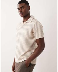 Mango - Cotton Rich Camp Collar Striped T-shirt - Lyst