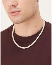 ASOS - Collier court avec perles fantaisie en verre 6 mm - Lyst