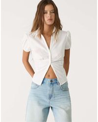 Stradivarius - Denim Bermuda Short Met Halfhoge Taille - Lyst