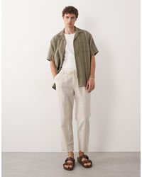 Mango - Linen Mix Relaxed Fit Elasticated Draw String Waist Trousers - Lyst