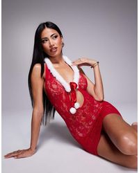 Ann Summers - Christmas Winter Wonderland Lace Dress With Faux Fur Detailing - Lyst