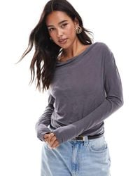 ONLY - Textured Long Sleeve Cowl Neck Top - Lyst