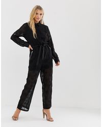 Religion Sheer Jumpsuit - Black