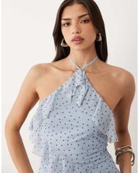 ASOS - Co-ord Printed Stretch Chiffon Ruffle Top - Lyst