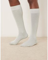 ASOS - Calcetines Por La Rodilla De Canalé Fino Con Purpurina Plateada De - Lyst