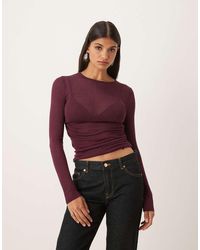 ASOS - Sheer Knitted Ruched Side Top - Lyst