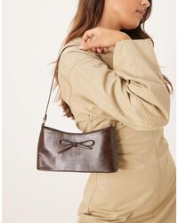 ASOS - Sac porté épaule style années 90 avec détail nœud - chocolat délavé - Lyst