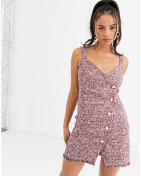 Bershka Tweed Wikkeljurk - Paars