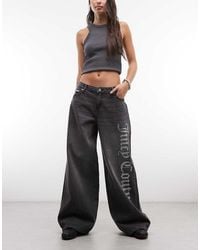 Juicy Couture - Straight Leg Diamante Logo Low Rise Jeans - Lyst