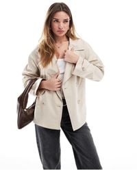 Stradivarius - Veste courte style trench-coat - écru - Lyst