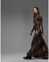 AllSaints - Mina Long Sleeve Animal Print Maxi Dress - Lyst