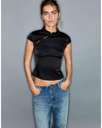 Pull&Bear - Chemise en satin à fermoir à agrafe e - Lyst
