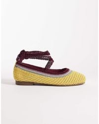 SEQWL - Woven Lace Up Ballet Flat - Lyst