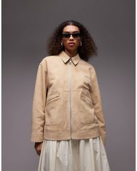 TOPSHOP - Veste surpiquée en daim - Lyst