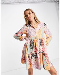 River Island - Vestido camisero corto color con estampado floral - Lyst