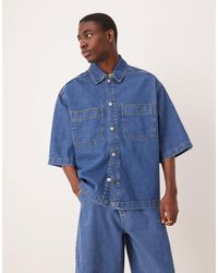 ASOS - – kurzärmliges oversize-jeanshemd - Lyst