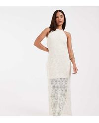 Vero Moda - Stretch Lace Halter Maxi Dress - Lyst