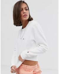 Tommy Hilfiger Sweatshirt Van Biologisch Katoen Met Logo-applicatie - Wit