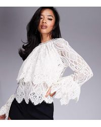 River Island - Petite Lace Blouse - Lyst