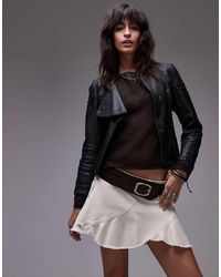 Monki - Mini Rok Met Lage Taille En Rondgesneden Details - Lyst