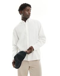 Abercrombie & Fitch - Camicia oversize leggera bianca - Lyst