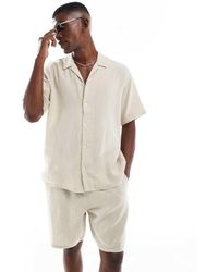 Jack & Jones - Set Color Panna Testurizzato Con Camicia Con Colletto A Rever E Pantaloncini - Lyst