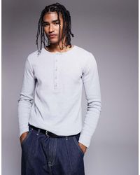 ASOS - Muscle Fit Long Sleeve T-Shirt With Henley Neck - Lyst
