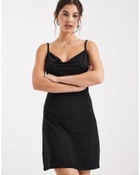Pieces - Diamante Cowl Neck Cami Mini Dress - Lyst
