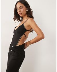 I.AM.GIA - Mirelle Slinky Embellished Trim Open Back Bodysuit And Ruched Maxi Skirt Set - Lyst