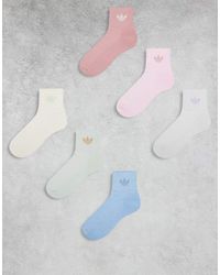 adidas Originals - Adicolor Trefoil 6 Pack Ankle Socks - Lyst
